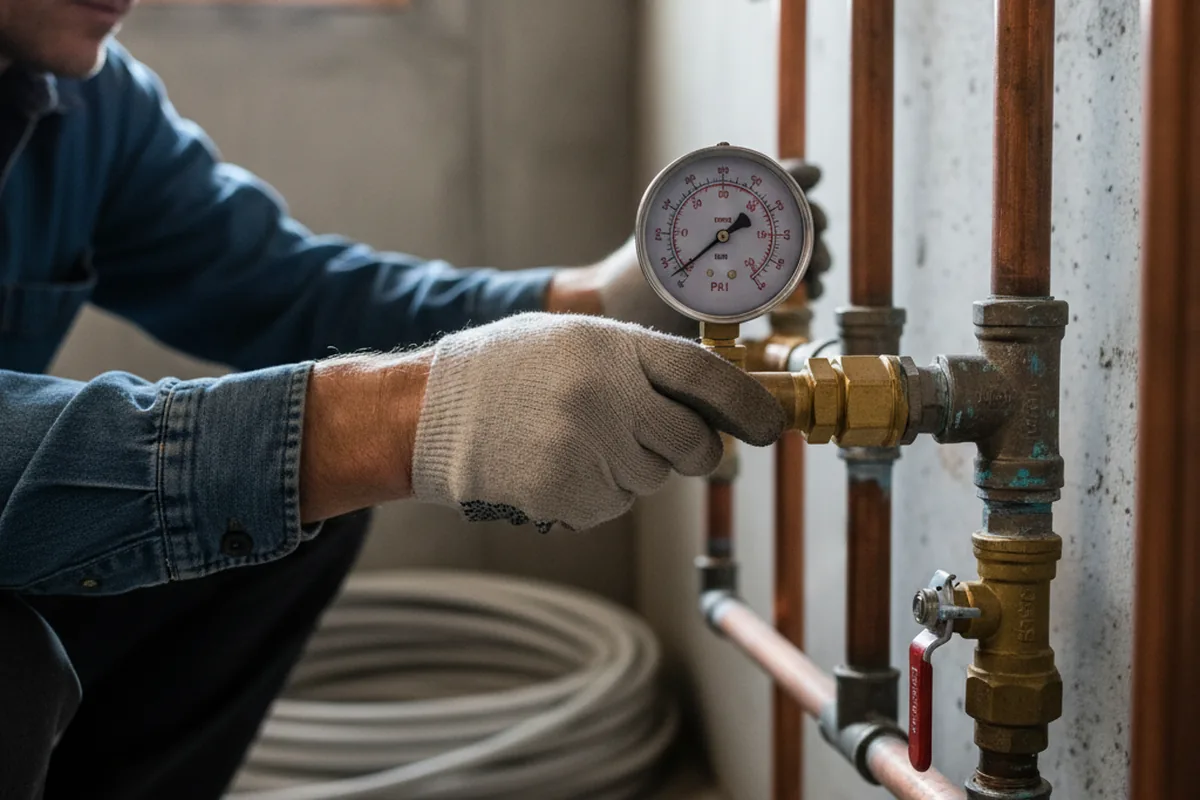 Pressure testing a repaired line during Water Line Repair in Wakefield